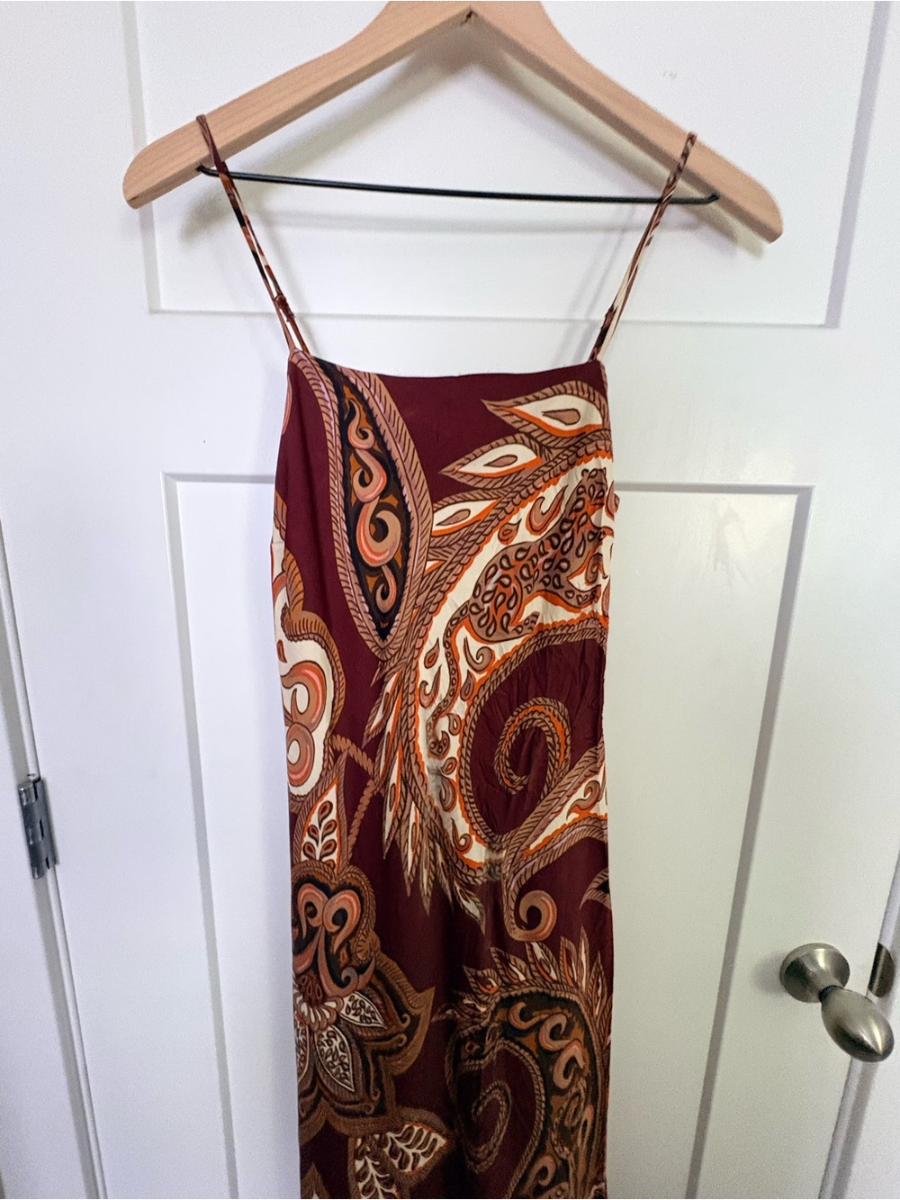 Farm Rio Leopard Paisley Burgundy Maxi Slip Dress S - Picture 7 of 14